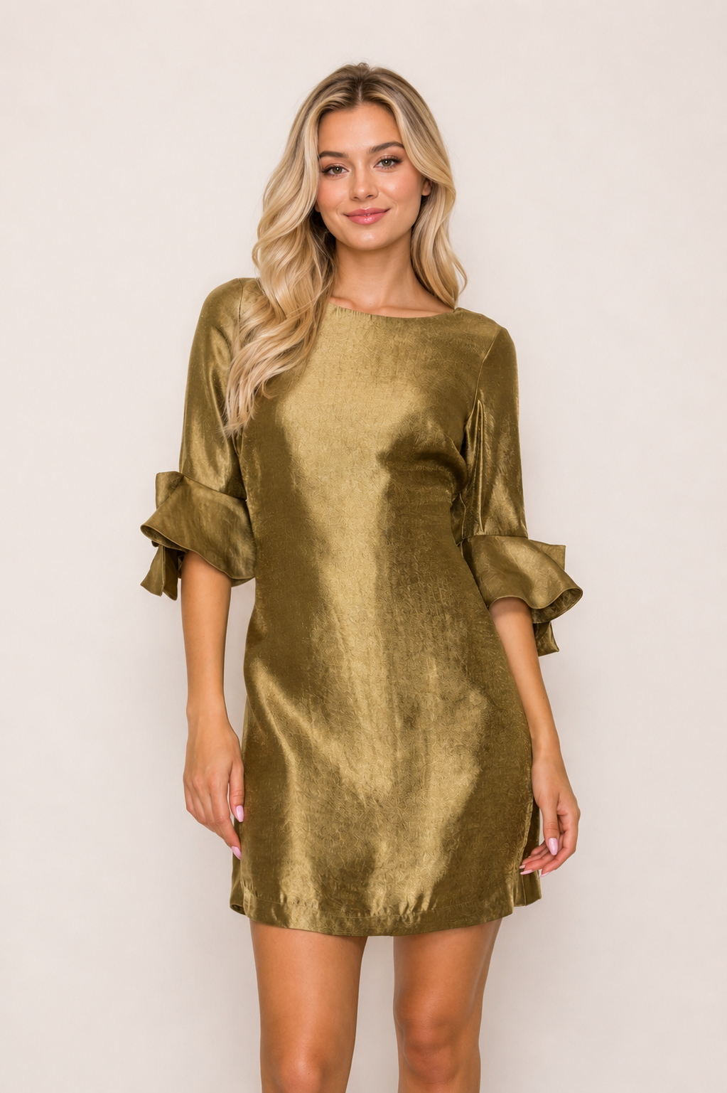 Olive Luxe Satin Mini Dress