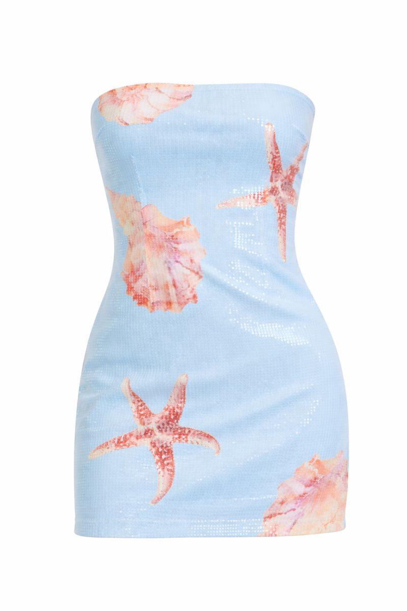 Sea Sequin Mini Tube Dress