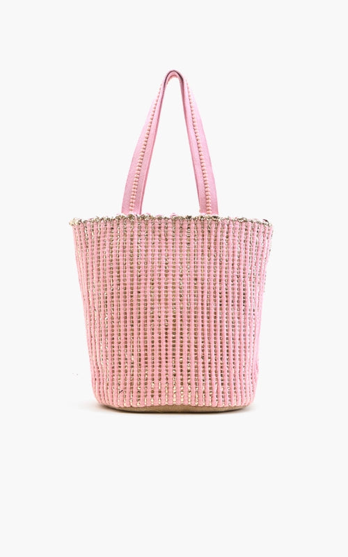 Pink Breeze Upcyled Hand Woven Pink Tote