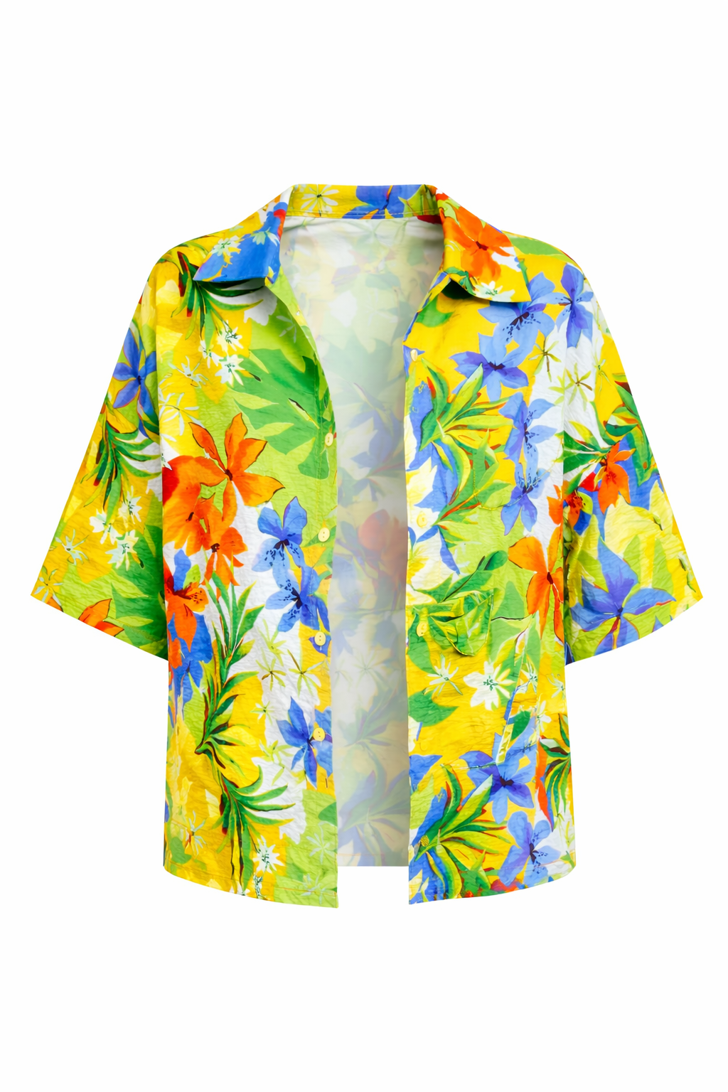 Island Escape Button-Up Top (Blue Multi)