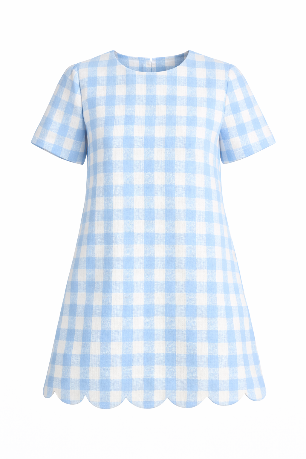 Blue Gingham A-Line Scallop Mini Dress (PRE-ORDER - AVAILABLE TO SHIP 2/11)