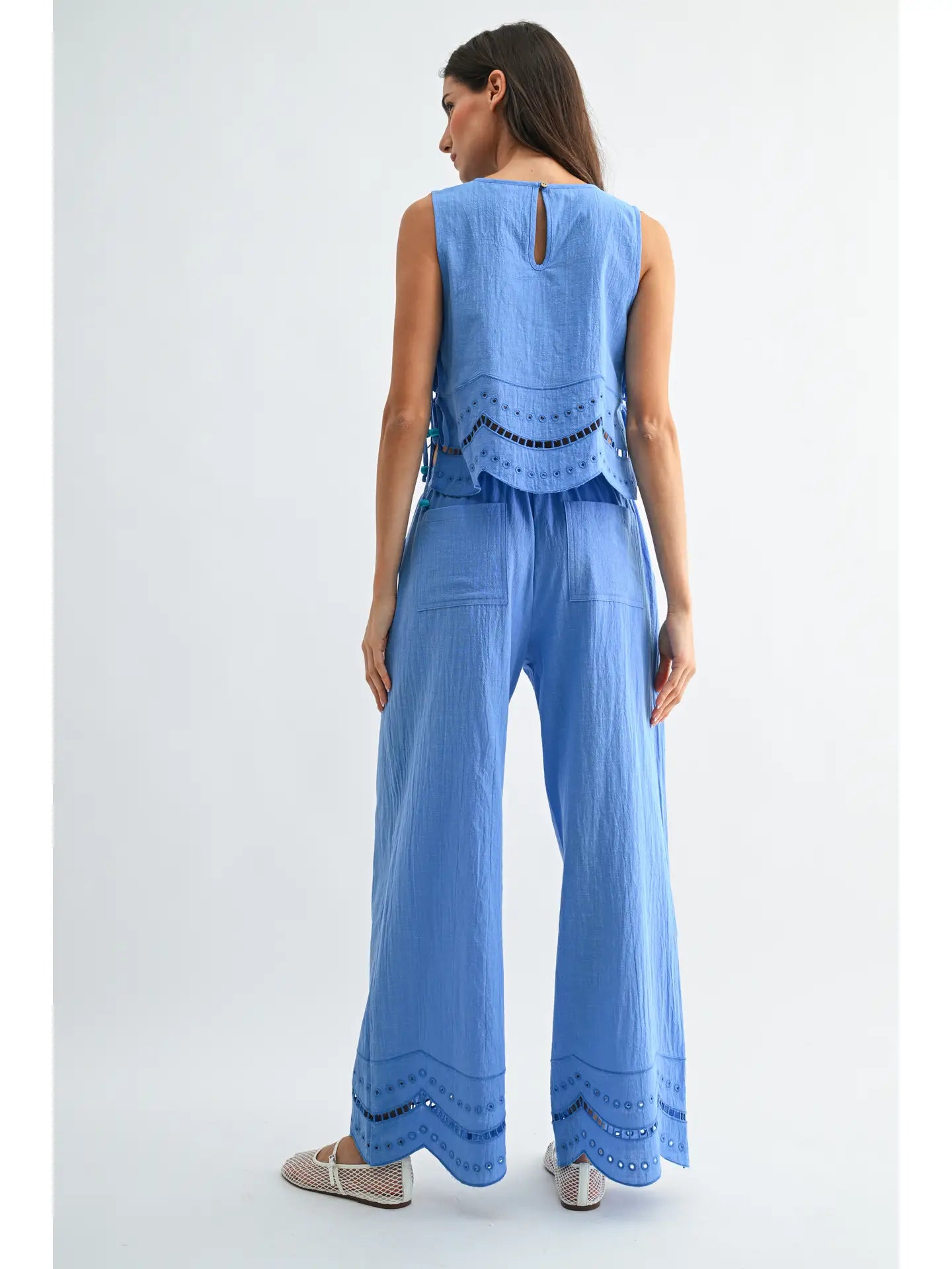 Blue Lagoon Eyelet Scallopped Set (PRE-ORDER: AVAILABLE TO SHIP 5/7)
