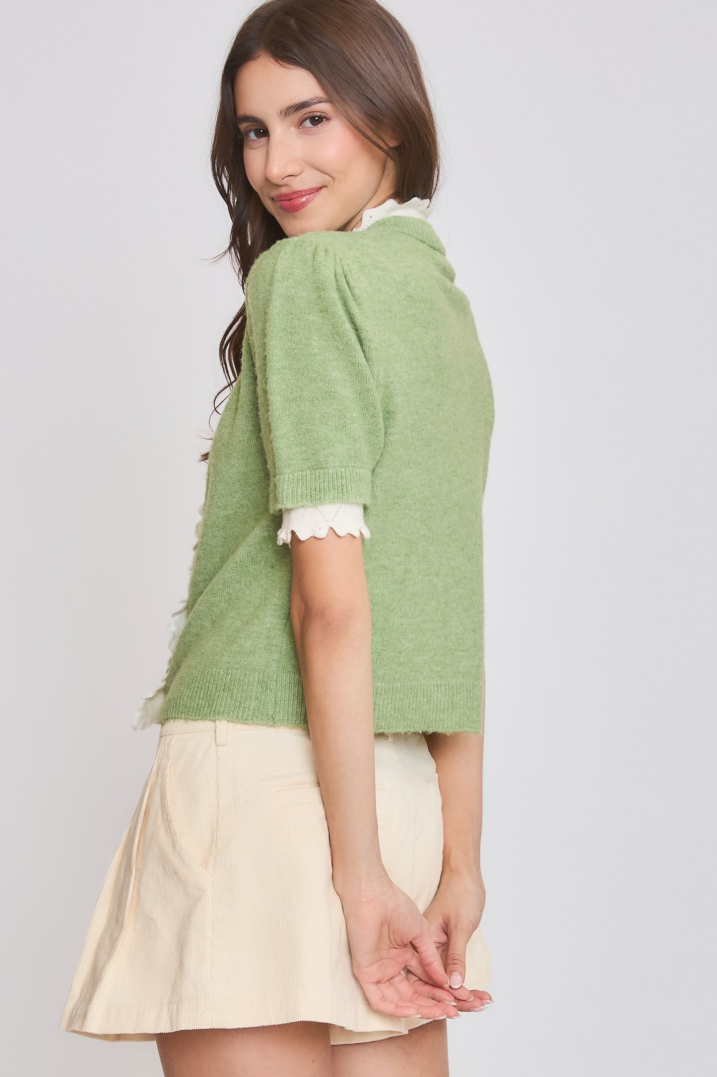 Sweet Sage Scalloped Cardigan (PRE-ORDER/AVAILABLE TO SHIP 8/13)