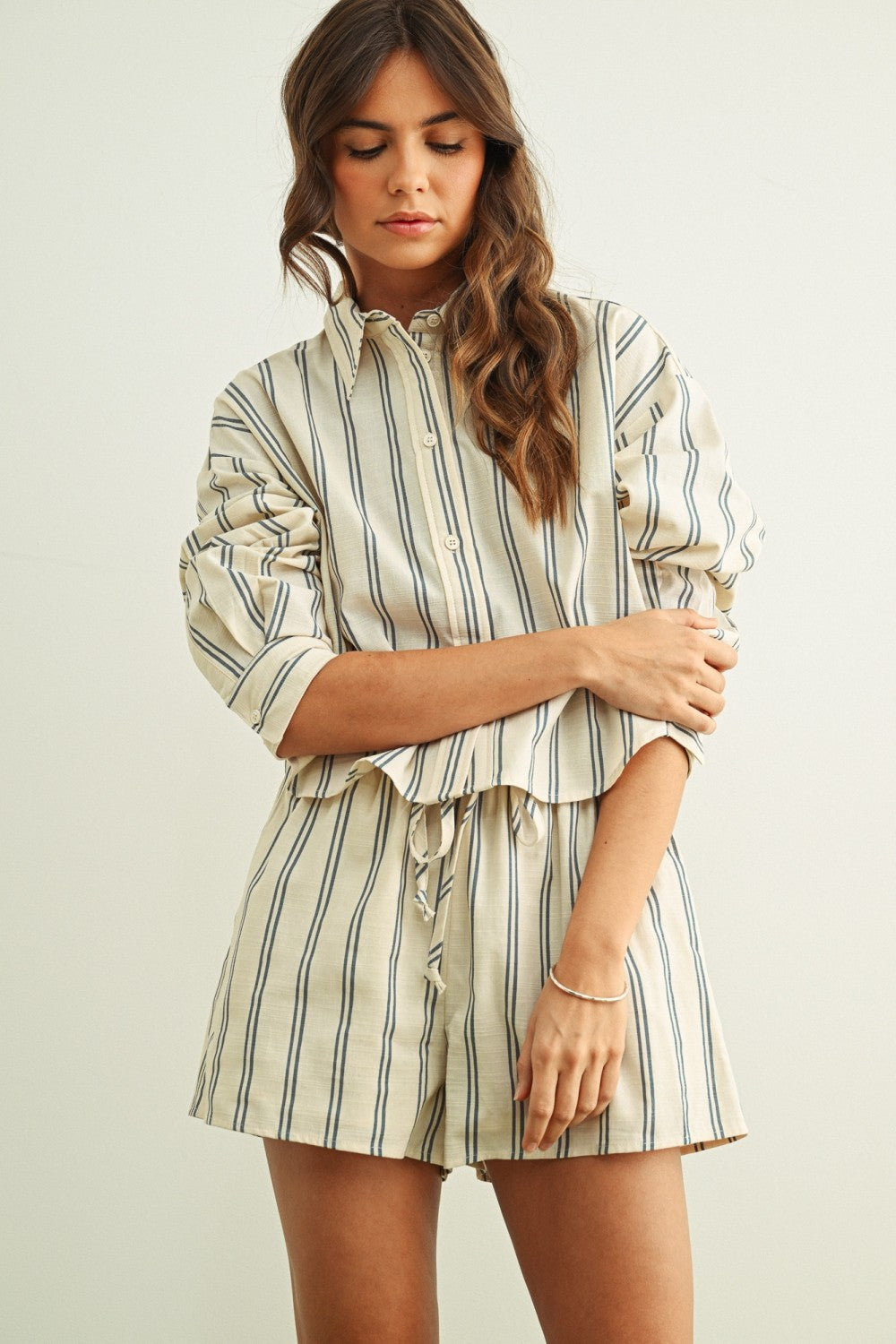 Bayside Stripe Button Down Top