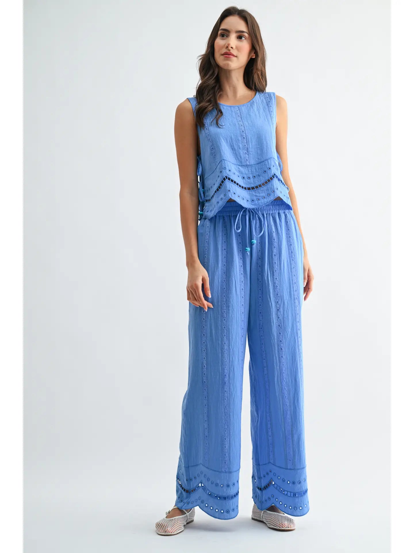 Blue Lagoon Eyelet Scallopped Set (PRE-ORDER: AVAILABLE TO SHIP 5/7)
