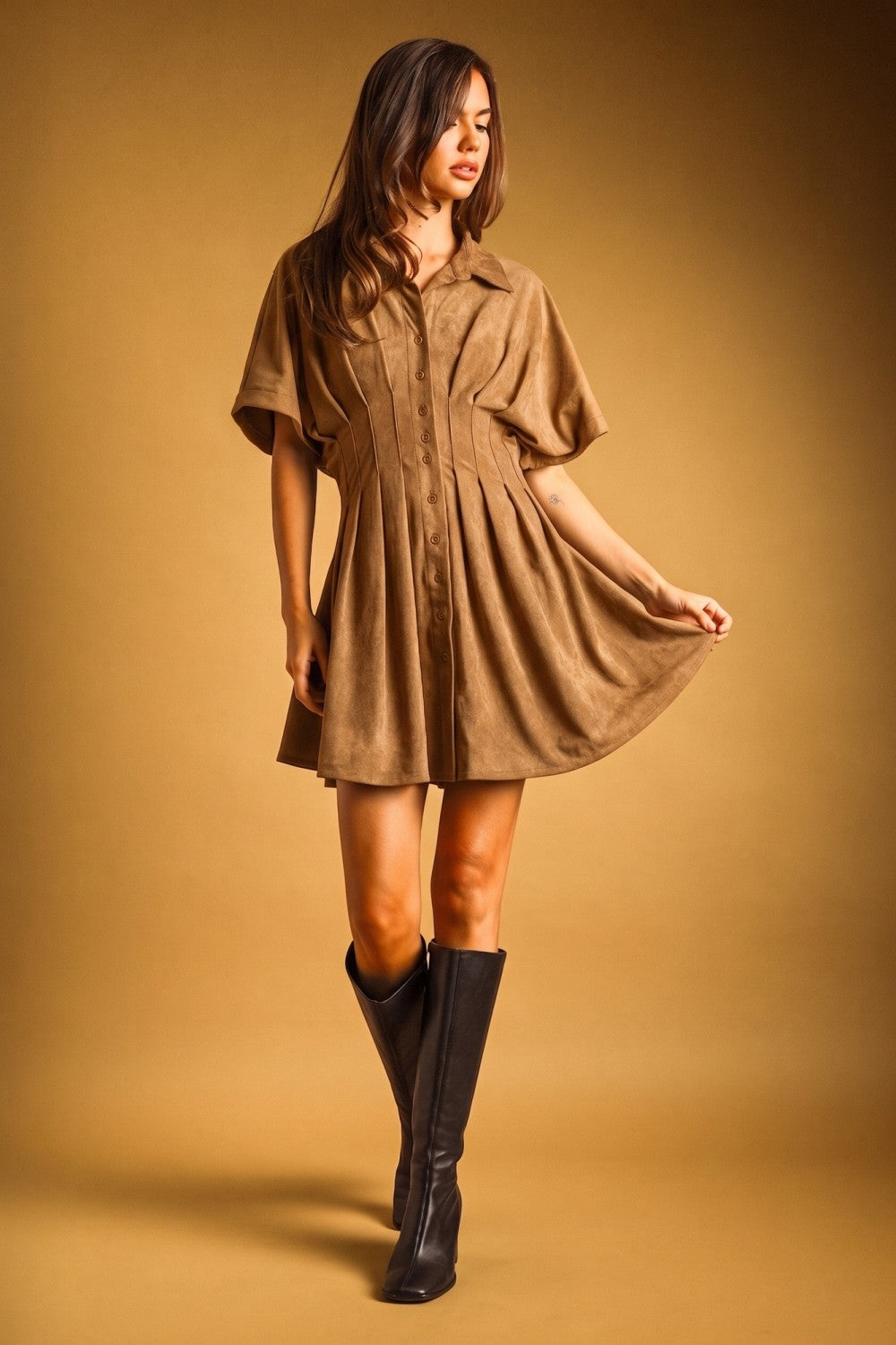 The Sieanna Suede Mini Dress (PRE-ODER/AVAILABLE TO SHIP 9/18)
