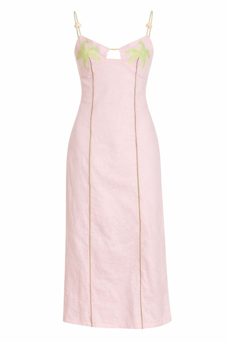 Pink Palms Midi Dress