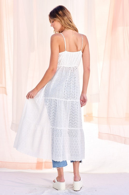 White Sands Eyelet Cami Midi Dress