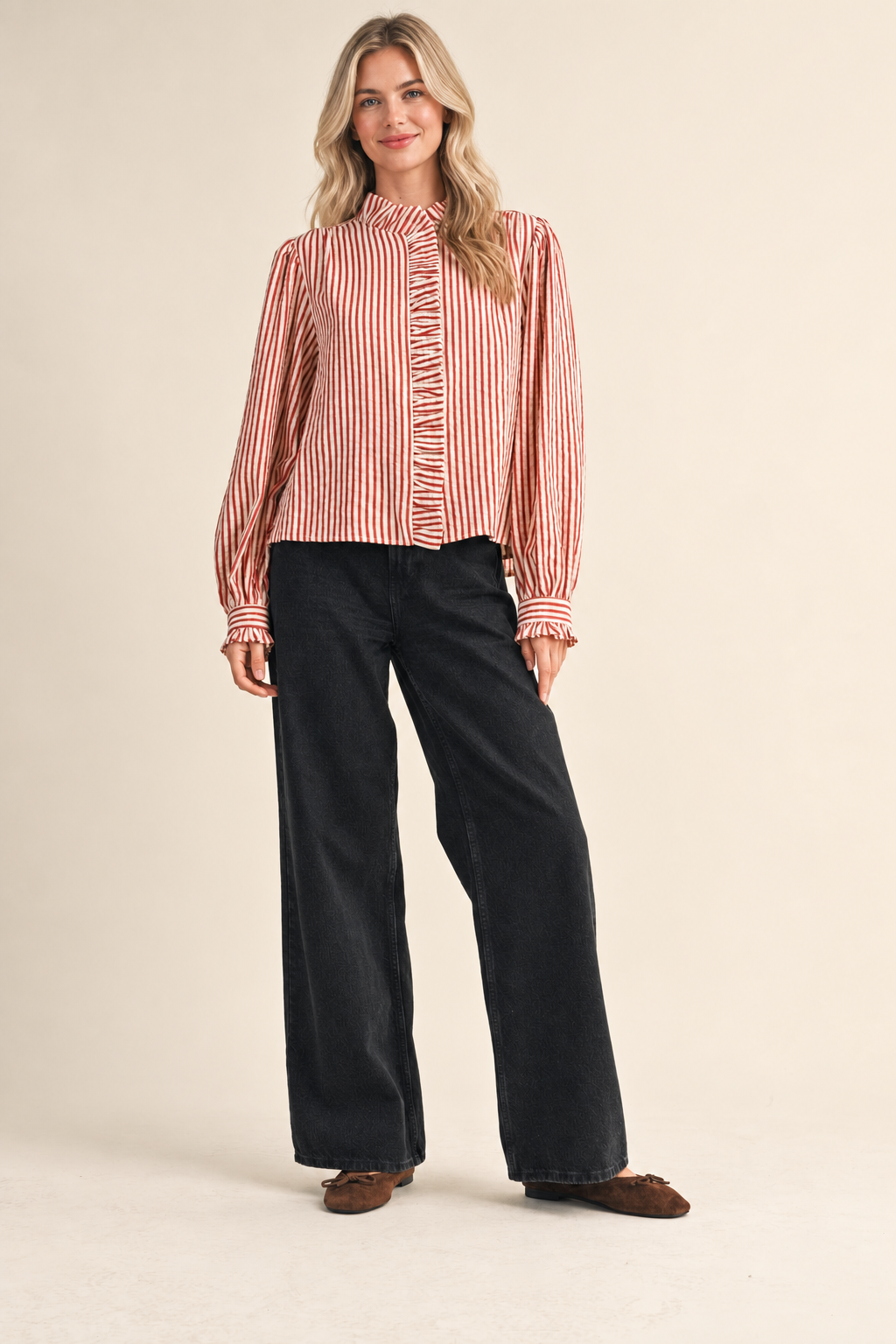 Emma Ruffled Stripe Blouse