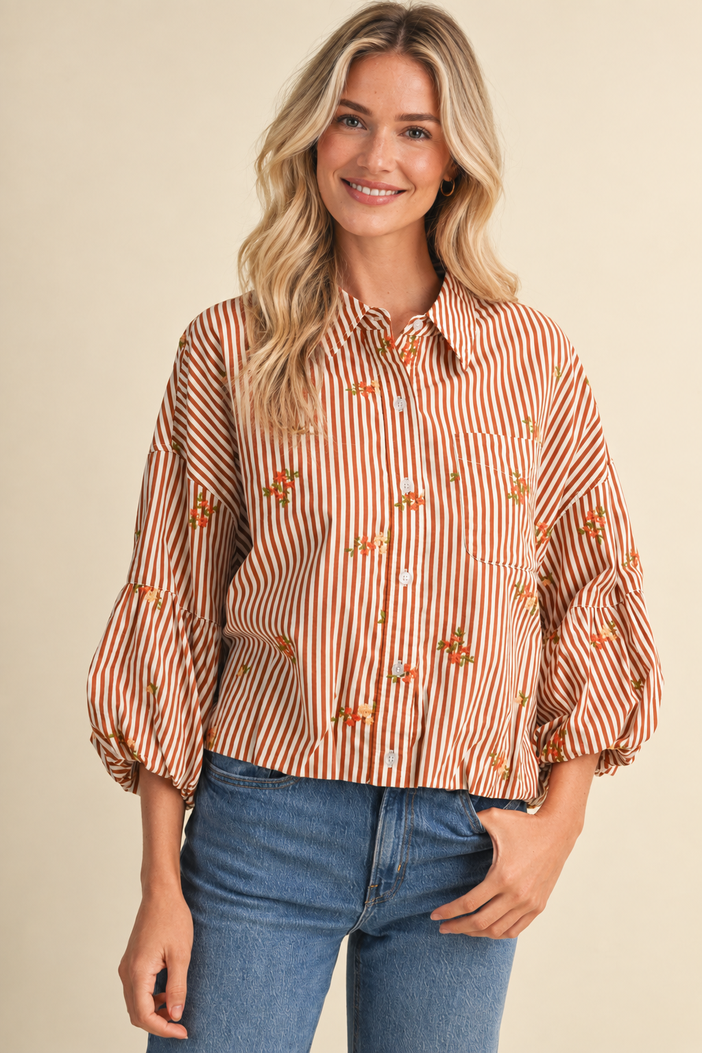 Ellie Embroidered Stripe Blouse