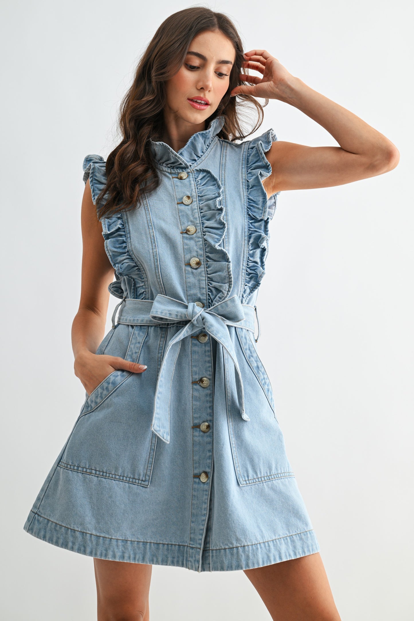 Sweet Carolina Denim Mini Dress (PRE-ORDER/AVAILABLE TO SHIP 8/13)