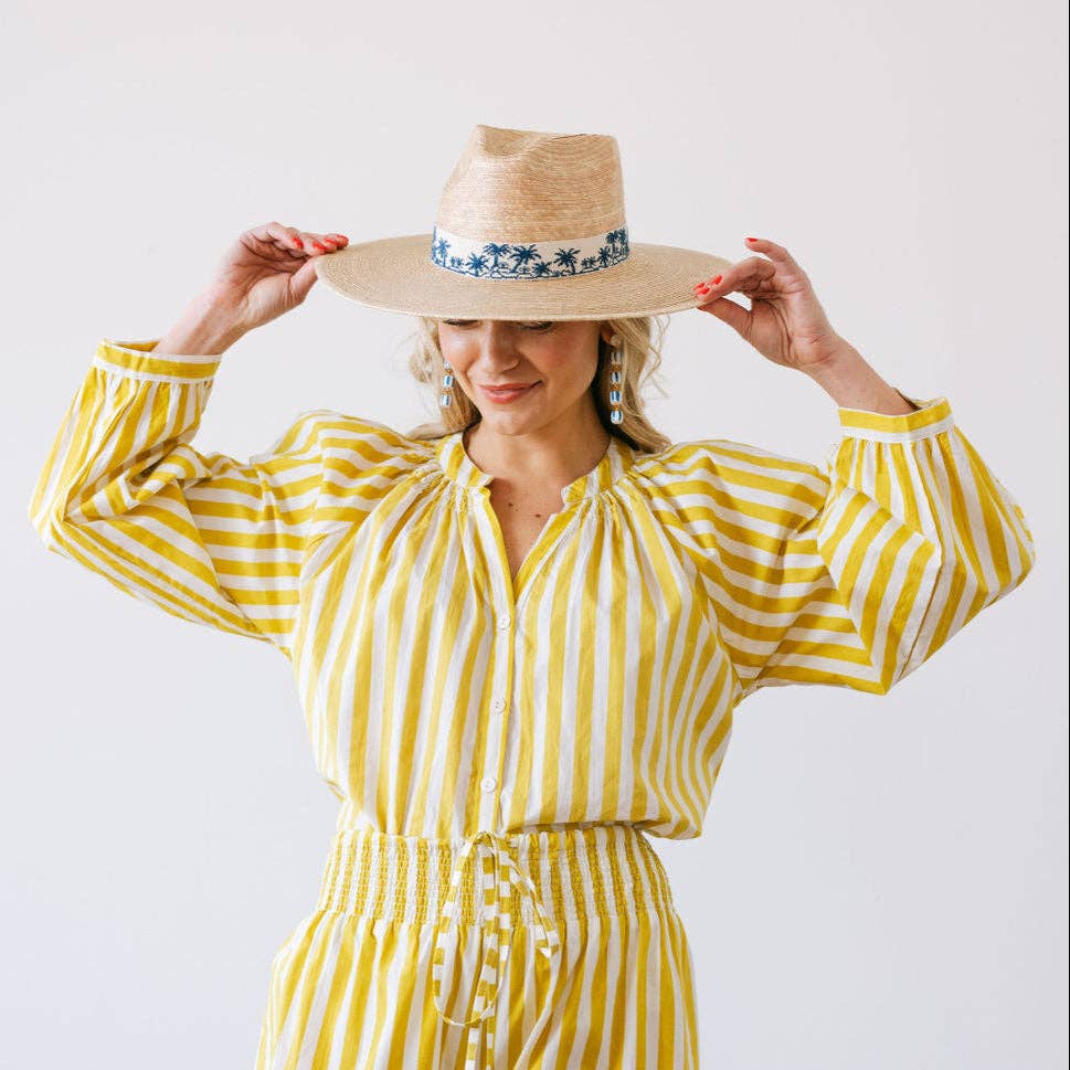 Tropical Toile Palm Hat (M/L)