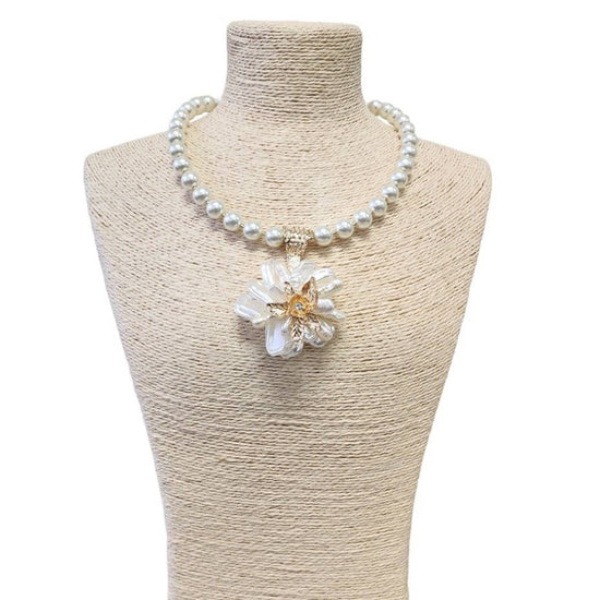Chunky Pearl Flower Necklace