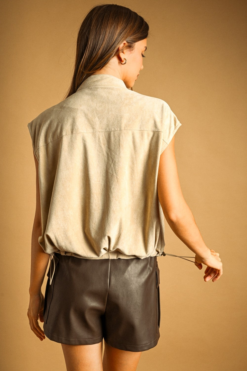 Suede Vest Jacket - Beige