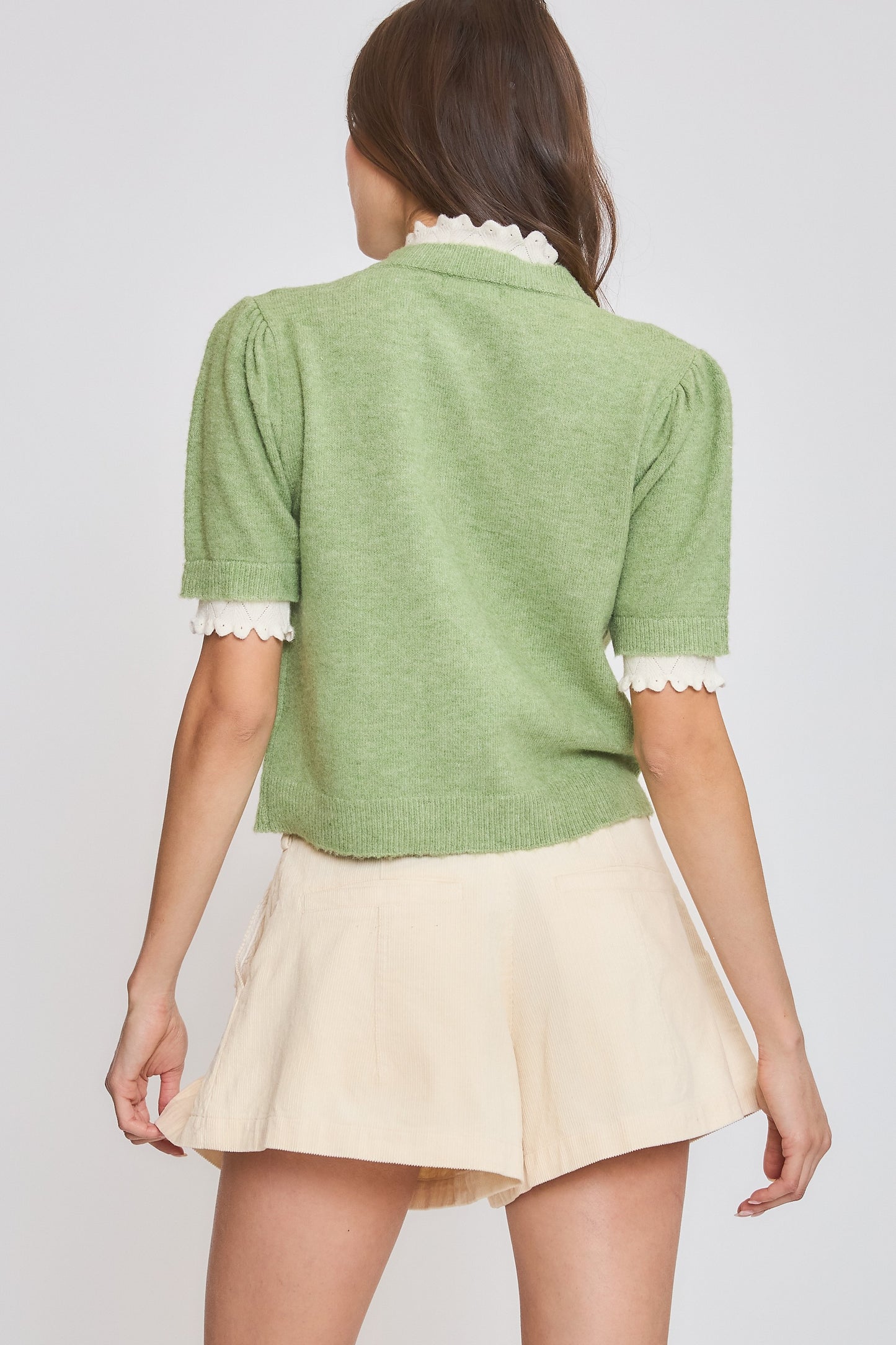 Sweet Sage Scalloped Cardigan (PRE-ORDER/AVAILABLE TO SHIP 8/13)