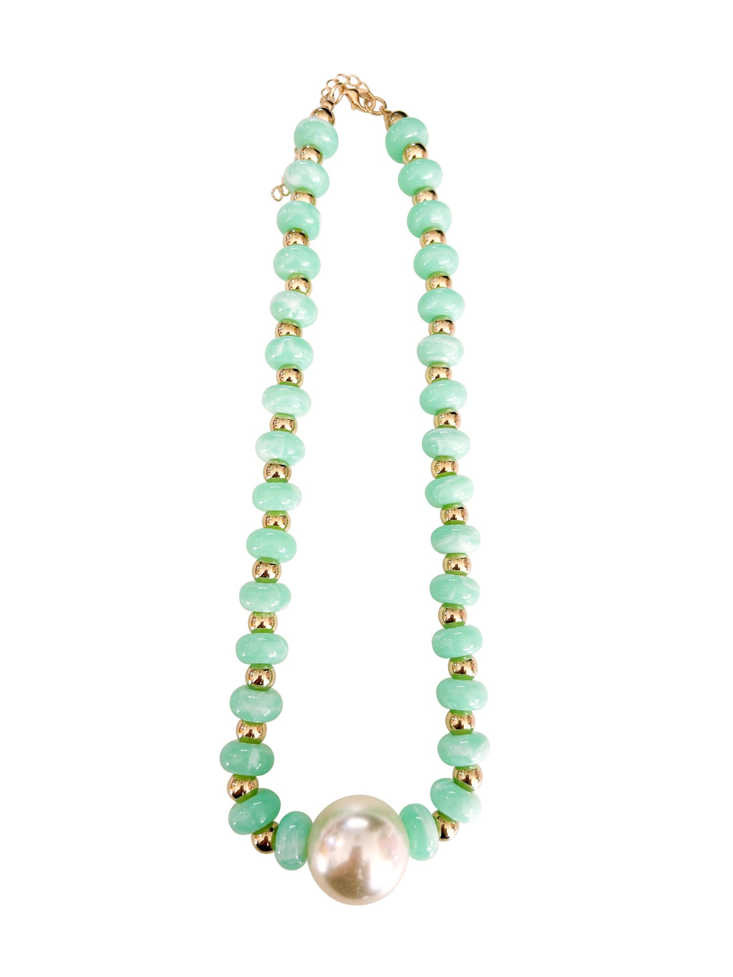 Aylani Green Beaded Pearl Necklace
