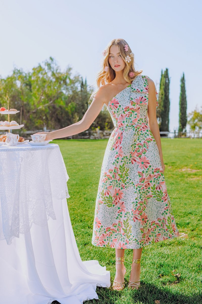 Garden Party Jacquard Midi Dress (PRE-ORDER - AVAILABLE TO SHIP 3/6)