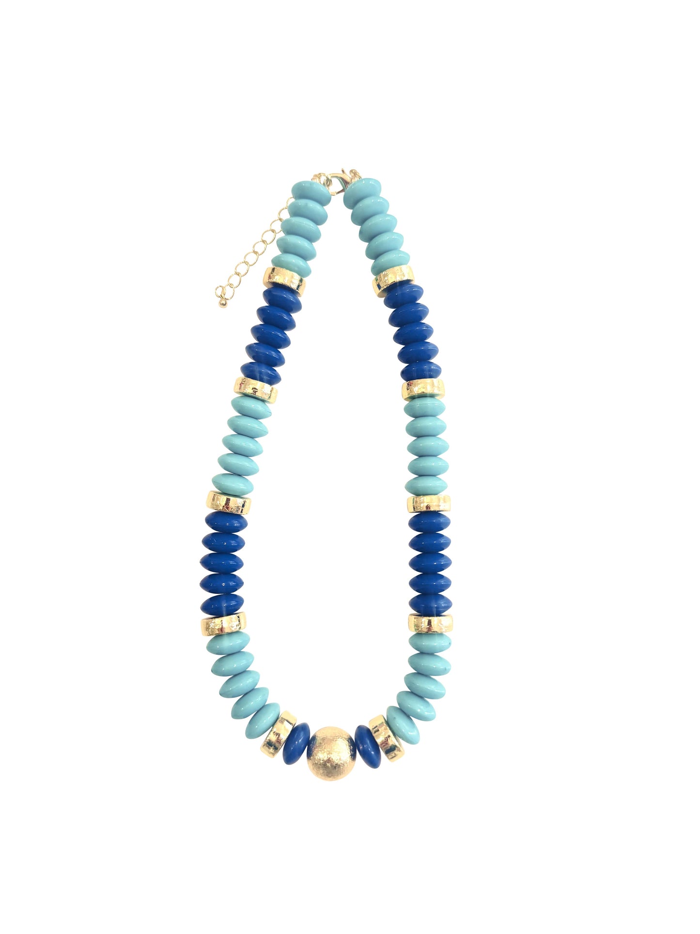 Tobie Beaded Disc Necklace- Blue