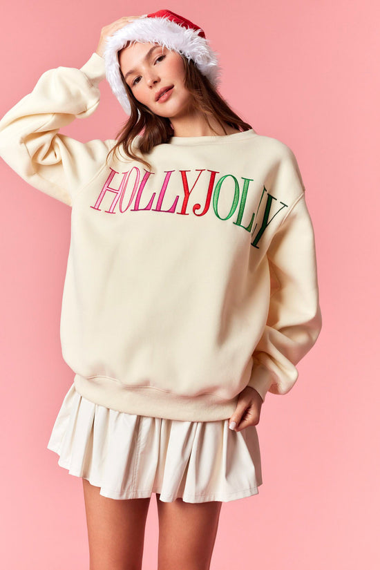 Holly Jolly Embrodiered Sweatshirt