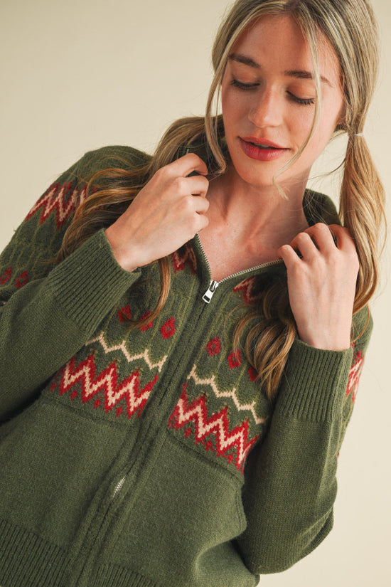 The Evergreen Zip Up Sweater