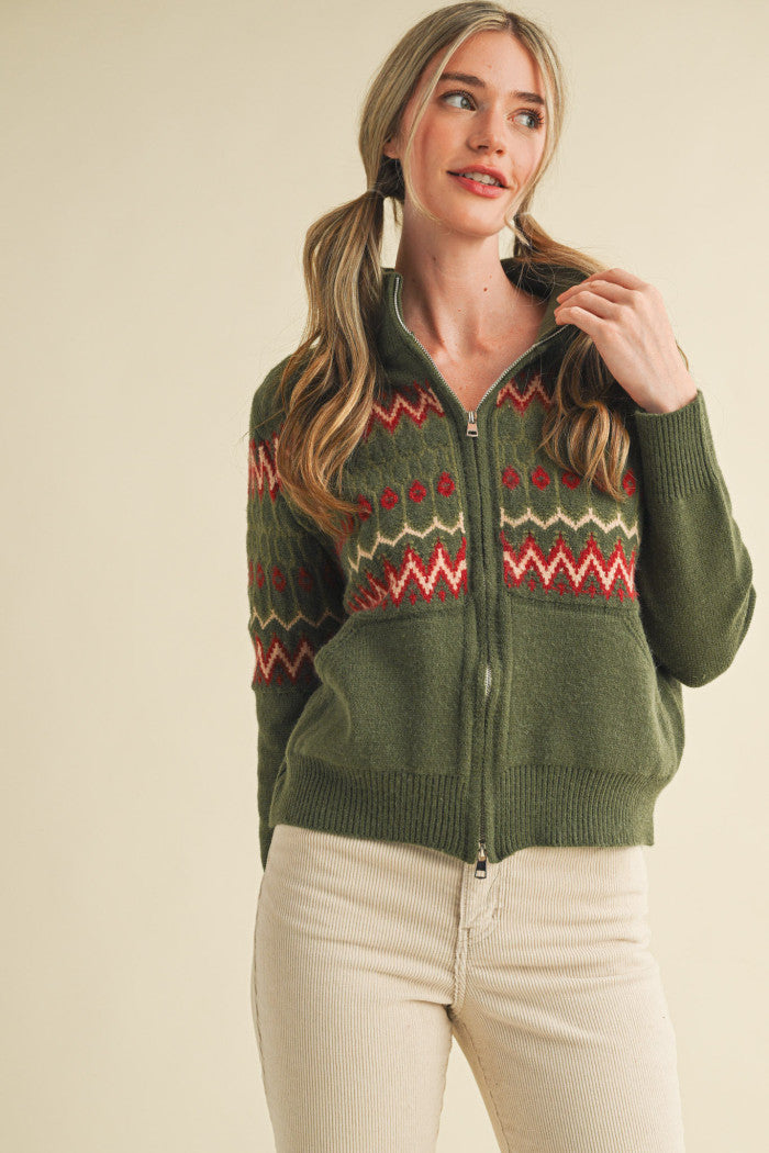 The Evergreen Zip Up Sweater