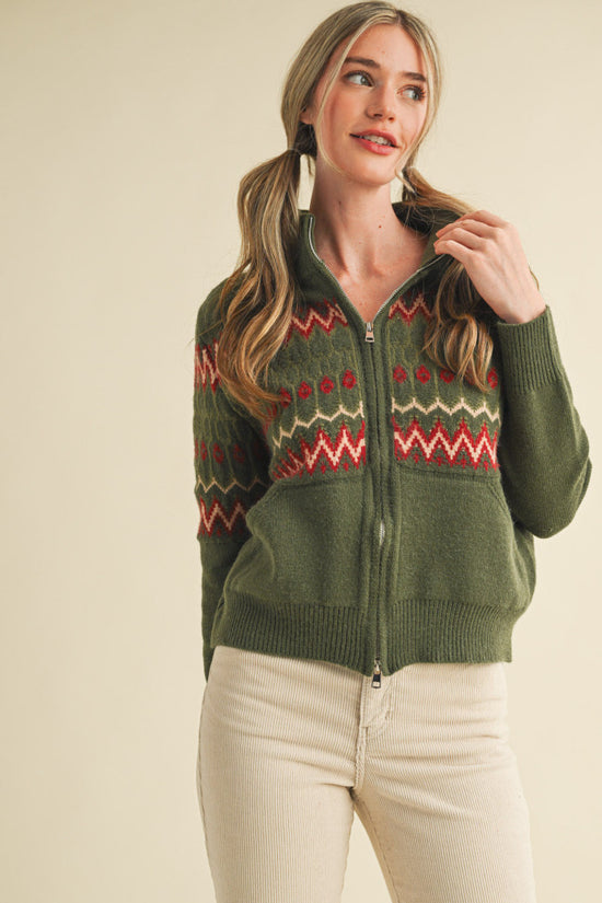 The Evergreen Zip Up Sweater