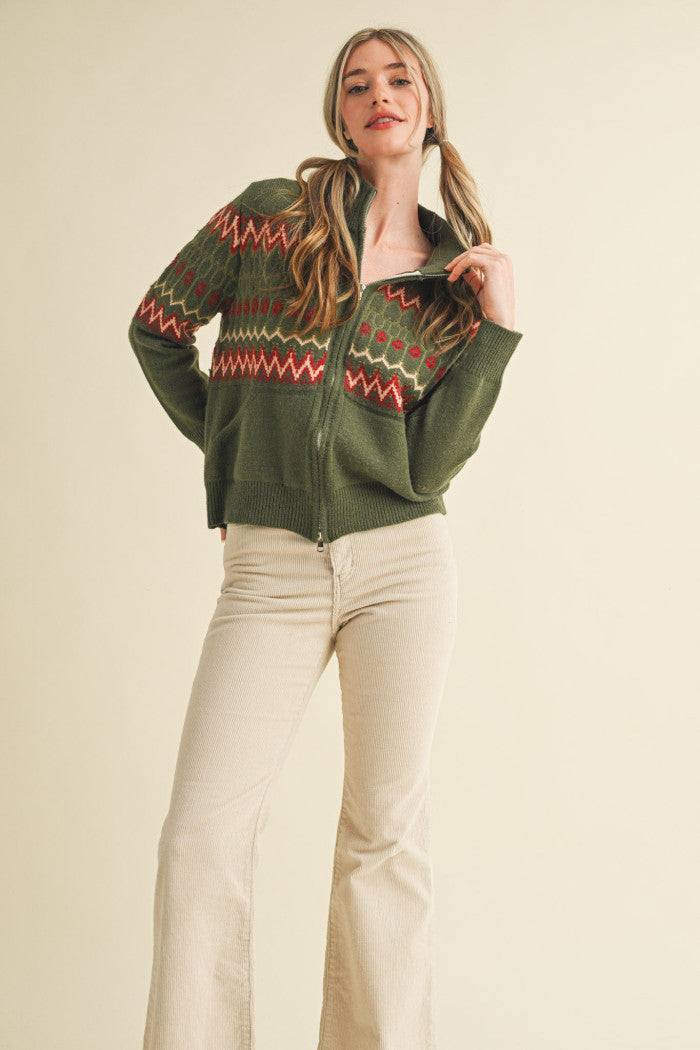 The Evergreen Zip Up Sweater