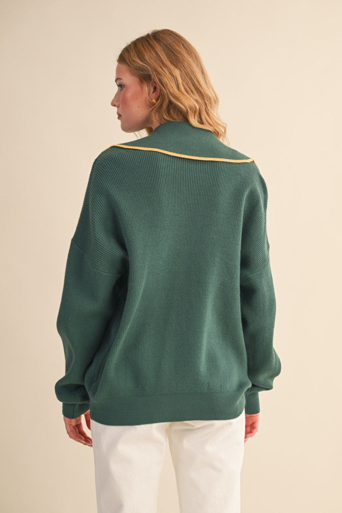 The Evergreen Varsity V-Neck Sweater