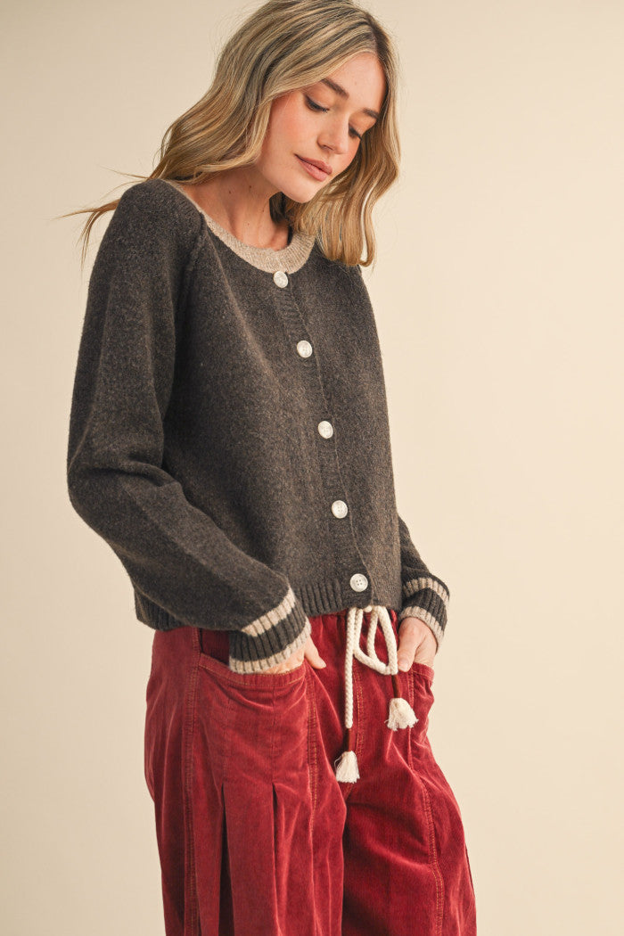The Cocoa Button Sweater Cardigan
