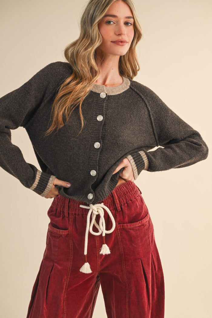The Cocoa Button Sweater Cardigan