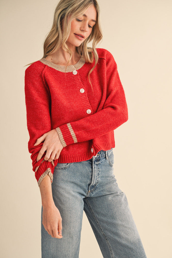 The Merlot Button Sweater Cardigan