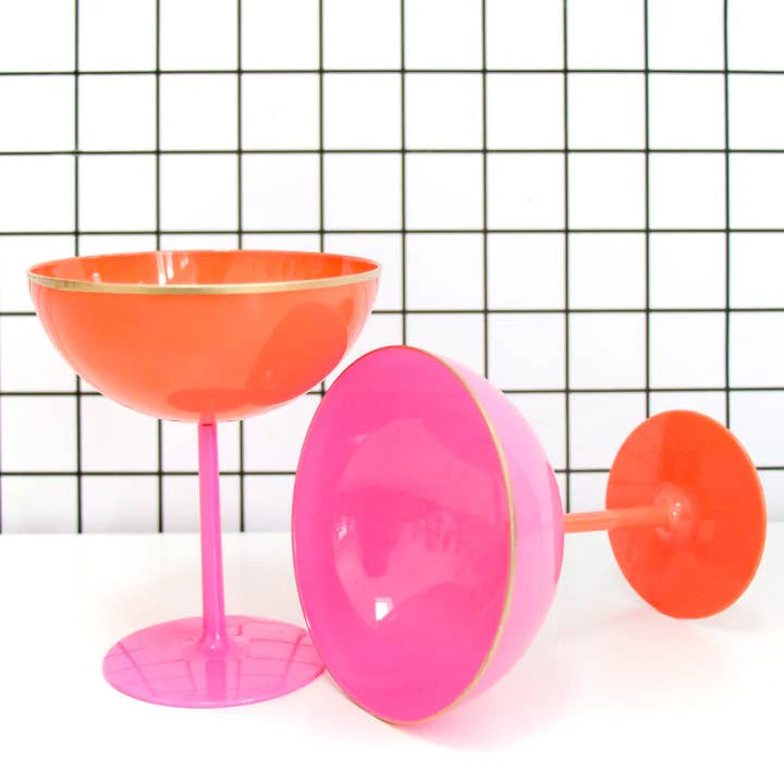 Pink & Coral Plastic Glasses (SET OF 2)