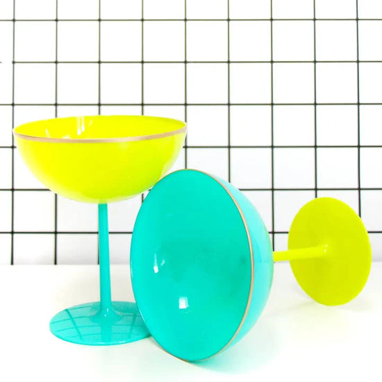 Turquoise & Lime Plastic Glasses (SET OF 2)